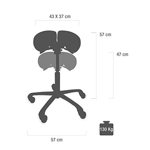 Teqler T-135365weiss Saddle Stool with Backrest, Weiß - Image 5