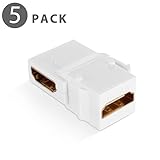 TNP HDMI Keystone Jack Coupler Insert (5 Pack) 90 Degree Angle Snap In Female Gold Plated Connector Socket Adapter Port For Wall Plate Outlet Panel - Support HDMI 4k Ultra HD UHD 1080P Video Audio