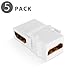 TNP HDMI Keystone Jack Coupler Insert (5 Pack) 90 Degree Angle Snap In Female Gold Plated Connector Socket Adapter Port For Wall Plate Outlet Panel - Support HDMI 4k Ultra HD UHD 1080P Video Audio