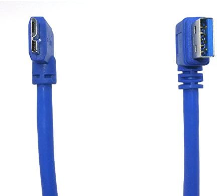 JBingGG USB 3.0 Type A Male to Micro B Male 24/28AWG Cable USB3.0 Type A Male Right Angle to MICRO B Male Right Angle (1 Feet, Blue)
