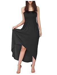 HDE vestido maxi floral de corte alto y bajo para mujer, con bolsillos