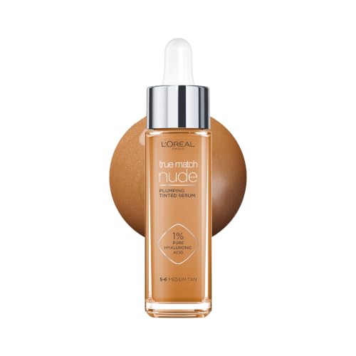 LOreal Paris Nude Plumping Tinted Serum with Hyaluronic Acid, Shade 5-6
