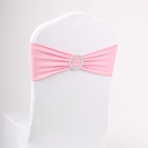 LOVWY 10 PCS Pink Spandex Chair Bands Stretch Chair Sashes Bows for Wedding Party Engagement Event Birthday Graduation Meeting Banquet Decoration (10 PCS, Pink)