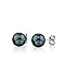 THE PEARL SOURCE 14K Gold Round Black Cultured Akoya Stud Pearl Earrings for Women