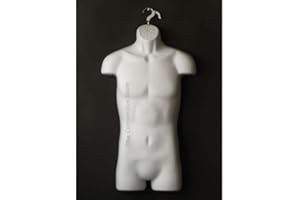 THE COMPETITIVE STORE Male Torso Body Mannequin Form (Hips Long) - Great For Small And Medium Sizes - White