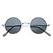 Small Retro-Vintage Style Lennon Inspired Round Metal Circle Sunglasses (Silver)