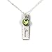 AJ's Collection Single Edge-Hammered Personalized Charm Necklace. Customize Sterling Silver Rectangular Pendant with Name and Birthstone. Includes a Sterling Silver Chain. Makes Gifts for Her