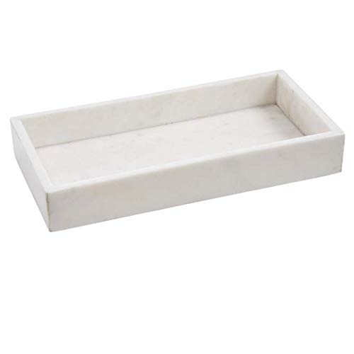 adorist Marble tray - white marble tray - marble tray - deco tray - serving tray - rectangular - real marble - white - 15x30x4cm