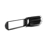 Gracefulvara Portable Travel Folding Hair Brush With Mirror Compact Pocket Size Comb Black