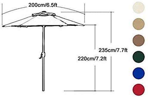 CCLLA Outdoor Garten Sonnenschirme 6,5ft / 2m Outdoor Garten Patio Tisch Sonnenschirm Regenschirm mit brauner… – Bild 7
