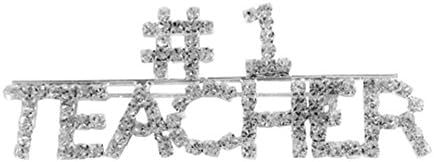 Teacher Pin Brooch Z9 Clear Crystal Silver Tone