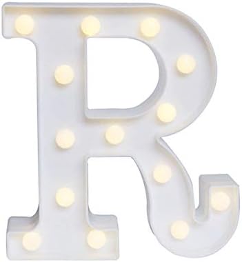 DEALPEAK Light Up Letters,Alphabet LED Letter Lights Warm White Home Party Bar Wedding Festival Decorative (R)