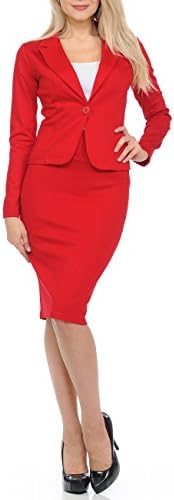 Sweethabit Womens Wear to Work Solid Skirt Suit Set (3X Plus, 3127N-3087N Red)