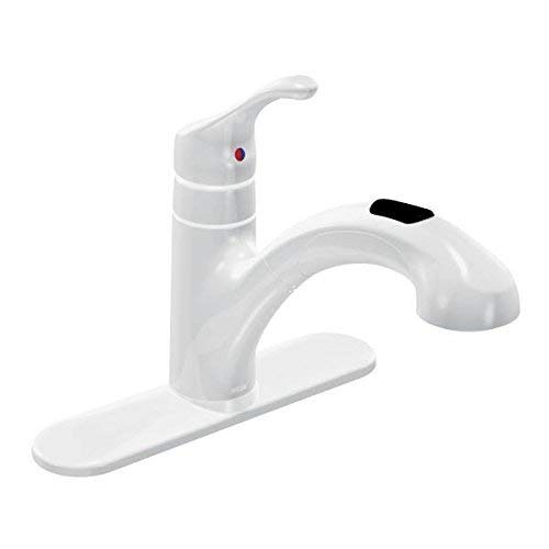 Moen CA87316W One-Handle Low Arc Pullout Kitchen Faucet, Glacier