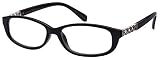 Edge I-Wear Women's Oval Fashion Temple Chain Design Reading Glasses 32024-+2.75-1 BLACK