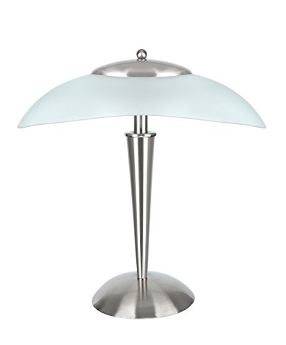 Aspen Creative, Satin Nickel 40108-8, 17 3/4" High Modern Metal Desk Touch Sensor, Finish with Glass Lamp Shade, 16 1/2" Wide