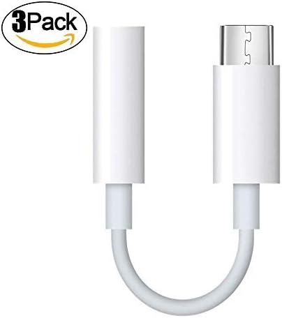 WONSAMAM 3-Pack Mini Type-C To USB C, 3.5mm AUX Headphone Audio Splitter Earphone Headset Earbuds Converter Adapter with Type C Charging Port (not Compatible with Pixel 2/HTC Phones)