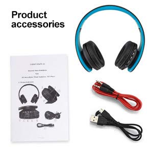 Cuffie Bluetooth LOBKIN Auricolari Stereo con Microfono Bluetooth 4.1 Pieghevole Over-Ear Senza Fili Cuffie con Microfono Ricaricabile Riduzione del Rumore Interno Supporto SD/TF Card (azul-negro)