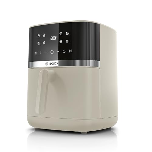 Bosch Serie 4 Friggitrice ad Aria MAF462C0, 6,1 L, 7 Programmi, Doppia Resistenza, Funzioni Defrost e Mantenimento in Caldo, Touchscreen Intuitivo, fino al 60%* Cottura Più Veloce, Beige Satinato