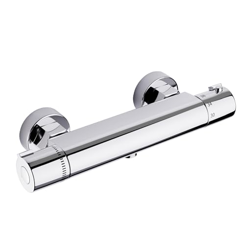 MORADO Shower Mixer, Thermostatic Shower Mixer, Shower Tap, Thermostatic Bath Tap with Constant Temperature Control, Chrome Brass Finish