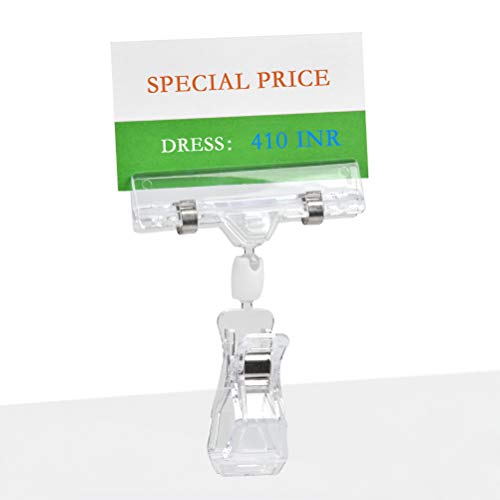 YANSHON 10Pack Plastic Merchandise Sign Clips Rotatable Pop Clip Price Display Clip Holder Stand, Double Display Clips Clear, 3.1inch Wide - Thumbnail 3