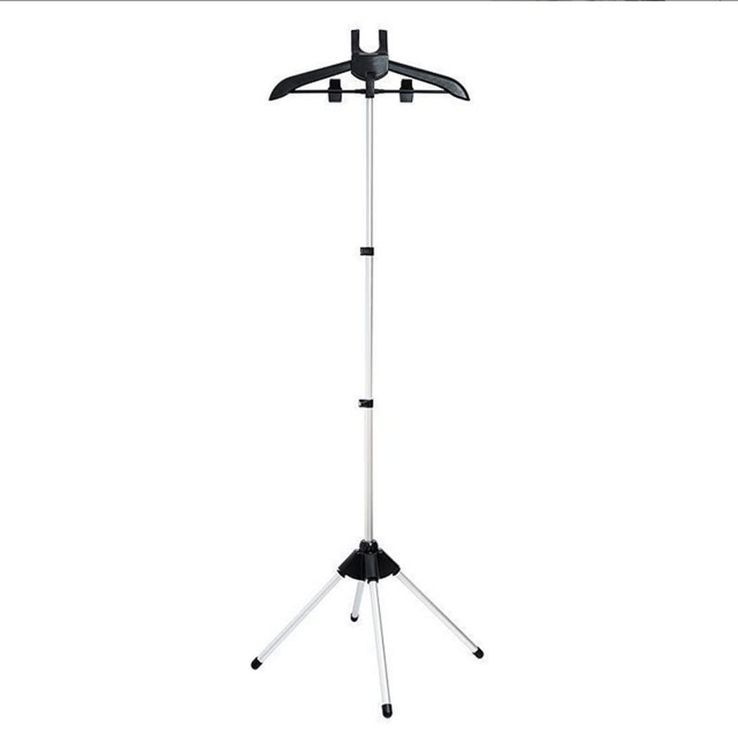 Luumerser Foldable Garment & Clothes Drying Rack,Adjustable Height,Handheld Hanging Ironing Machine Hanger Steam Ironing Machine Accessories Bracket (Black)