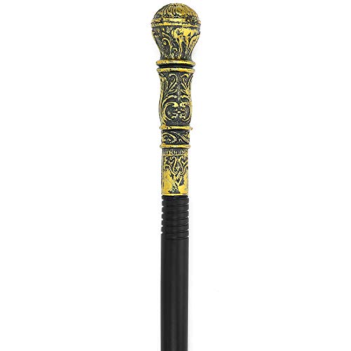 Skeleteen Antique Gold Walking Cane - Elegant Vintage Prop Stick Dress Pimp Canes Costume Accessories for Adults and Kids