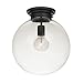 Globe Electric 65954 Portland Light Semi-Flush Mount, Black with Clear Glass Shade, 13.42