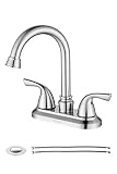 PARLOS Two-Handle Bathroom Sink Faucet with Drain Assembly and Supply Hose Lead-free cUPC Mixer Double Handle Tap Laundry Utility Faucet Brushed Nickel, 13591