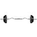 Best Choice Products 55lb 1in EZ Curl Bar Barbell Weight Set w/ 2 Lock Clamp Collars, 4 Plates - Silver/Black