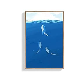 Framed Canvas Wall Art for Living Room, Bedroom Dolphins Canvas Prints for Home Decoration Ready to Hanging - 16x24 inches