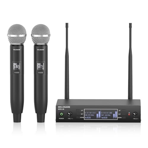 MELONARE Dual UHF Auto-Scan Funkmikrofonsystem MWU-20-2H