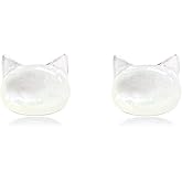 Dainty Shell Pearl Cat Stud Earrings for Women Girls 925 Sterling Silver Hypoallergenic Nickel Free Tiny Small Kitten Animal Studs Cartilage Tragus Post Cute Birthday Halloween Christmas Jewelry Gifts