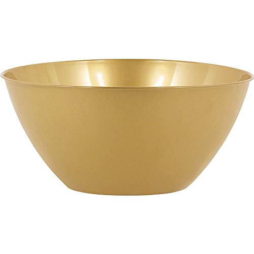 Party City Gold Serveware Supplies, Includes 2 Plastic Platters, 2 Plastic Bowls, 2 Pairs of Tongs, and Serving Utensils
