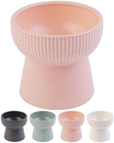 Raised Dog Cat Bowl – Handcrafted Ceramic Elevated Pet Bowls – Stable and Sturdy Design – Comfortable and Safe Eating – Prevents Fast Eating and Vomiting – Porcelain Tilted Food & Water Bowls