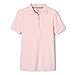 French Toast Big Girls' Short Sleeve Interlock Polo with Picot Collar, Pink, Large/10/12