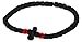 Chotki Aelia Bracelet Waxed Wool Black with Red Beads, Greek Orthodox Prayer Rope