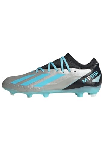 adidas Unisex X Crazyfast Messi.3 Firm Ground Boots, Silver Metallic/Blue/Core Black, 47 1/3 EU