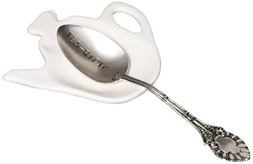Mud Pie Tea-Rific Tea Pot and Spoon, Silver