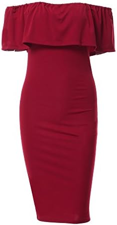 Gemory women's off shoulder ruffle fitted midi dress