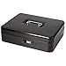 Safe Metal Cash Box with Money Tray & Combination Lock, Decaller Large Lock Storage Money Box with 5 Compartments Cash Tray, Black, 11 4/5