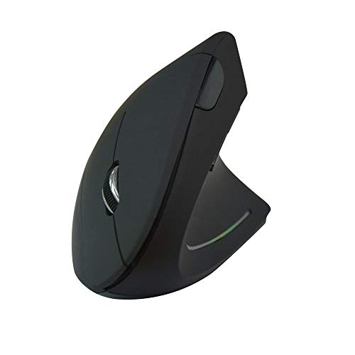 Wireless Vertical Ergonomic Mouse, 800/1000/ 1200/1600 DPI, 6 Buttons for Computer, Laptop,Desktop,PC,5th Generation -Black (Black,2.4G Battery)