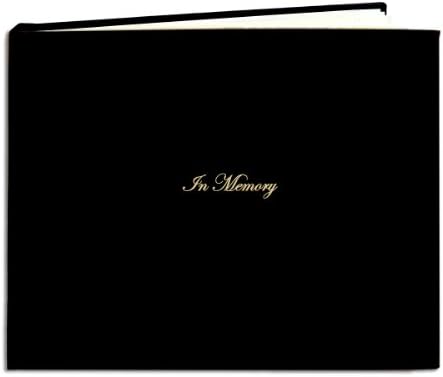 BookFactory Funeral Guest Book "in Memory of "Leather Memorial Book/Memorial Guest Book (48 Pages- 8 7/8" x 7”) Black, Smyth Sewn Hardbound (LOG-048-MEM-A-XKT7-FX)