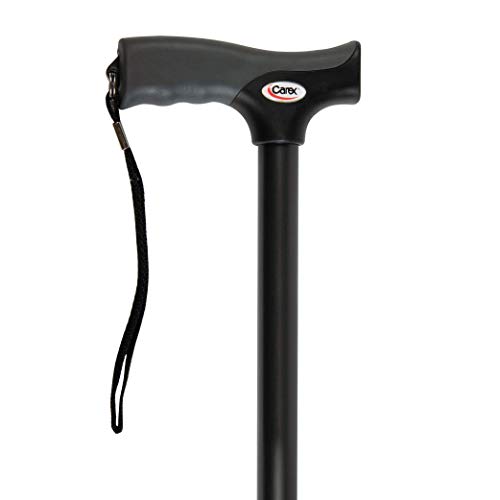 Carex Carex Soft Grip Walking Cane - Height Adjustable Cane with Wrist Strap - Latex Free Soft Cushion Handle, Black Cane, Walking Cane for Women and Walking Cane for Men