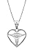 Honolulu Jewelry Company Sterling Silver Caduceus in Heart Necklace Pendant with 18