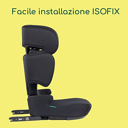 Road Fix i-Size, Seggiolino Auto 15-36 kg, 3,5-12 anni (100-150 cm), Seggiolino Auto Isofix Pieghevole e Portatile da Viaggio, Leggero 4.4 kg, 14 Posizioni Poggiatesta, Black Mist