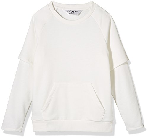 Kid Nation Kids' Double-Sleeve French Terry Sweatshirt for Boys Girls L Eggnog