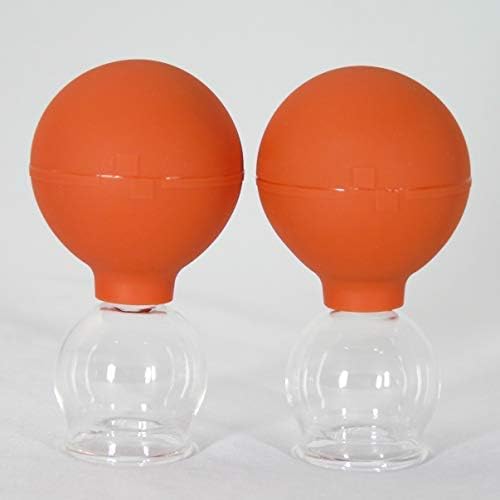 Suction Glasses Cupping Glass 2 Pcs in Set 35 mm with Dispensing Bulb for Fireless Cupping