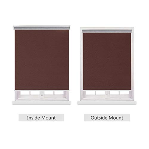 Acholo Blackout Roller Shades Black Roller Blinds for Windows 27inch x 72 inch, Cordless Window Roller Shade for Home, Dark Chocolate