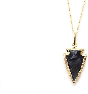 Black Obsidian Small Arrowhead Pendant Necklace